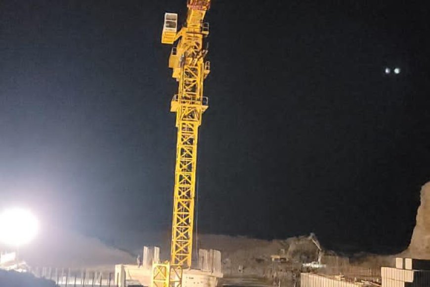 تركيب الرافعة البرجية "Tower crane" في سد البوابات لسد حسان الاستراتيجي بأبين