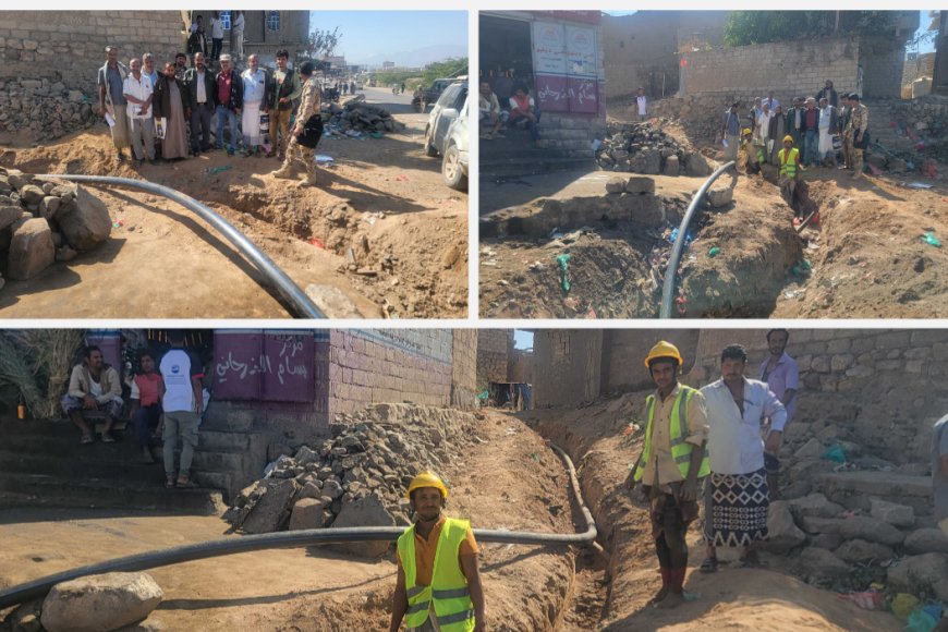 مدير قعطبة الشاعري يدشن مشروع استبدال لشبكات المياه القديمة في مدينة قعطبة بدعم منظمتي أكتد، وكير العالمية