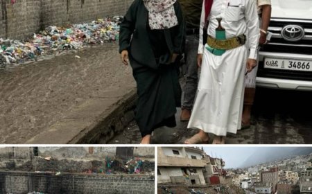 مدير عام القاهرة ومدير عام صندوق النظافة بتعز يتفقدان شوارع مدينة تعز