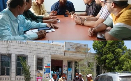 مكتب الصحة يناقش مع التضامن الدولية سبل التعاون المشترك للتصدي لوباء الكوليرا في مديريتي خنفر وزنجبار..