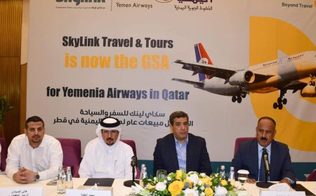 الخطوط الجوية اليمنية توقع إتفاقية شراكة مع (وكالة سكاي لينك) في قطر 