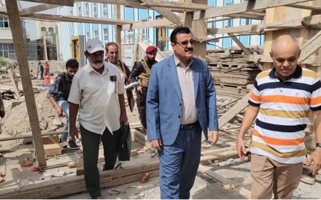 برعاية وزير الدولة - محافظ العاصمة عدن - أحمد حامد لملس..     مدير عام المنصورة يتفقد الأعمال الإنشائية بمشروع مبنى الأحوال المدنية
