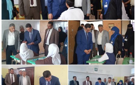 رئيس الوزراء يتفقد سير الامتحانات بثانويتي البيحاني وباكثير بالعاصمة عدن