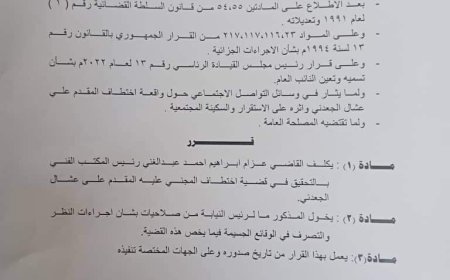 قرار من النائب العام حول قضية المختطف علي عشال (وثيقة)