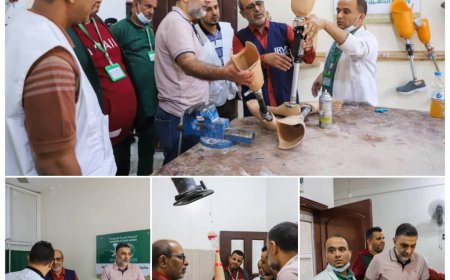فريق من أطباء بلا حدود الهولندية يزور مركز الأطراف بتعز