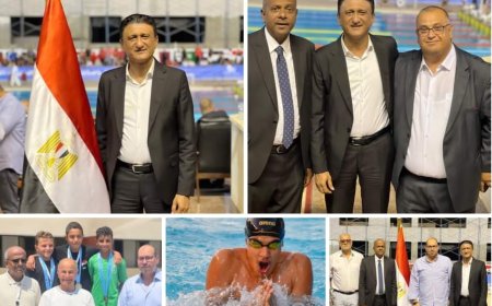 الشاذلي يهنئء الخليفي بنجاح اول بطولة عربية للسباحة كزعيم العرب في الالعاب المائية