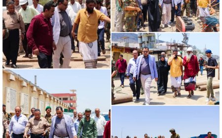 الوزير السقطري يشدد على تسريع إنتشال السفن الغارقة في ميناء الإصطياد السمكي بعدن