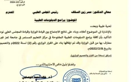 برامج الدبلومات الطبية في التعليم المستمر بجامعة تعز غير معترف بها..