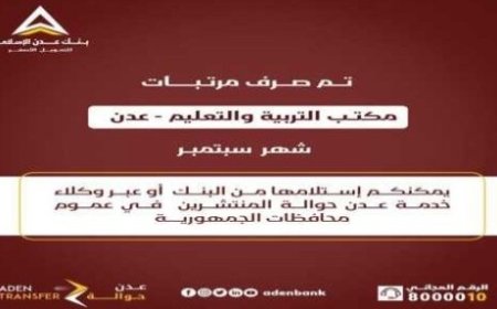 بدء صرف مرتبات المعلمين بعدن..