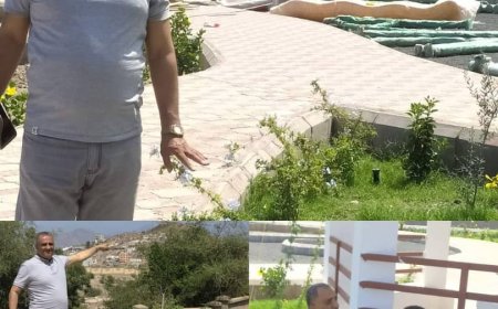 امين عام جامعة تعز يطلع على  أعمال تجهيز حديقة الجامعة..