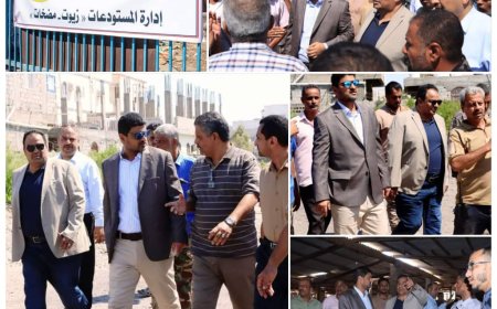 المدير التنفيذي ومدير فرع شركة النفط بعدن يتفقدان موقع مخازن إدارة المستودعات بخورمكسر