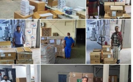 الإمداد الدوائي في العاصمة عدن يرفد عدد من المحافظات والمرافق الصحية بالأدوية والمستلزمات الطبية..