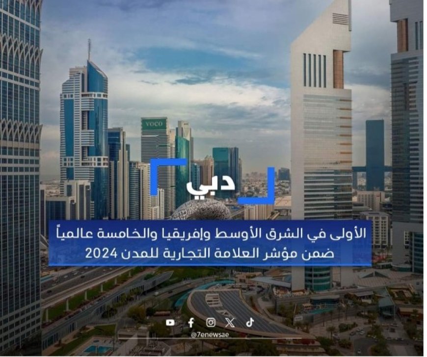 دبي الأولى في الشرق الأوسط وإفريقيا والخامسة عالمياً ضمن مؤشر العلامة التجارية للمدن 2024م..