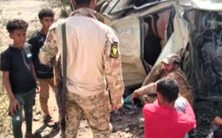 إصابة 3 من مرافقي قيادي في الانتقالي أثر حادث مروري بردفان لحج..