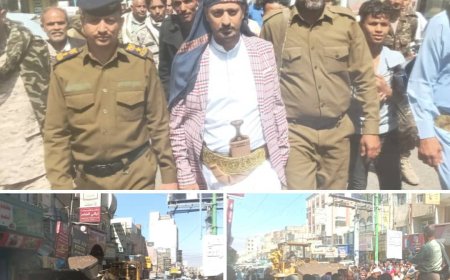 اشغال "القاهرة" يواصل جهود إزالة العشوائيات من شوارع مدينة تعز..