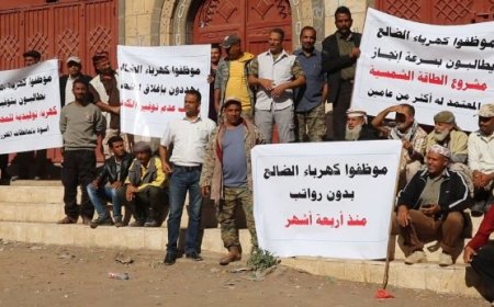 عمال وموظفو كهرباء الضالع ينفذون وقفة احتجاجية..