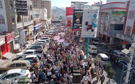 تعز: مسيرة حاشدة للمعلمين والأكاديميين للمطالبة بتحسين أوضاعهم...
