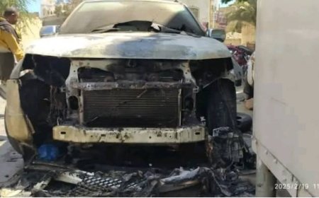 مجهولون يضرمون النار في سيارة قاض باستئناف محافظة تعز..