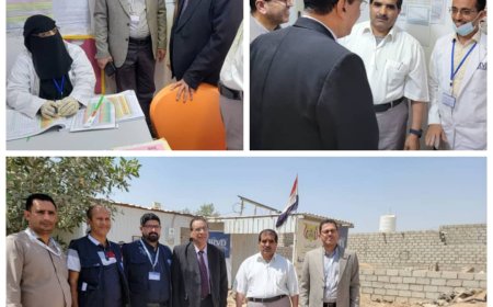 وكيل وزارة الصحة لقطاع التخطيط يتفقد مركز مخيم الجفينه الصحي بمأرب