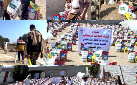 بدعم فاعل خير هندي.. مبادرة "العبيدي" توزع 150 سلة غذائية للأسر الأشد فقراً في لحج وعدن 