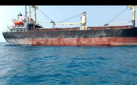 عاجل: وصول اول باخرة عملاقة إلى ميناء المخا (صور اولية)