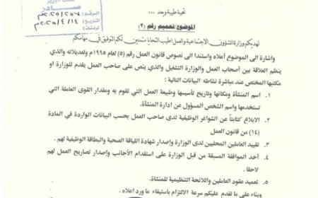 وزارة الشؤون الاجتماعية والعمل في العاصمة عدن تصدر هذا  التعميم لمنشآت الأعمال..