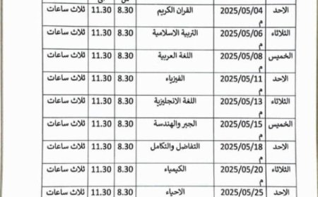 وزارة التربية تُعلن جدول امتحانات الثانوية العامة للعام 2024-2025 للقسمين العلمي والأدبي..