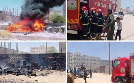 إخماد حريق بمدينة عتق بشبوة دون خساپر بشرية ..