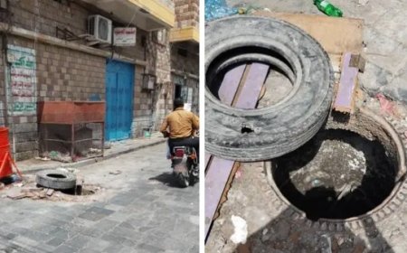 حفرة عميقة تهدد أرواح السكان قرب مدرسة في الحديدة...
