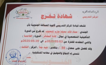الفتاحي يبارك لشقيقه عماد اجتيازه دورة قيادة الحضائر في ألوية العمالقة