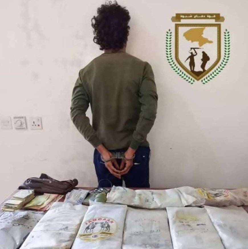 اللواء الثاني قوات دفاع شبوة يحبط عملية تهريب كمية كبيرة من مادة الحشيش المخدر..