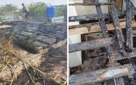 حريق يلتهم منزل ( ارمله وأطفالها ) في قرية "بيت بيش" بمديرية حيس جنوب الحديدة ...