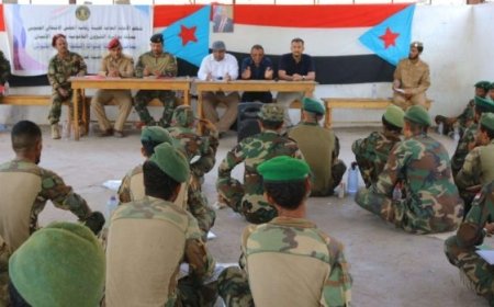 المجلس الانتقالي الانتقالي الجنوبي ينظم محاضرة توعوية لقوات اللواء الثالث ميكا حماية رئاسية في عدن ..