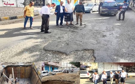 بدء أعمال ترميم غرفة محابس مشروع مياه تعز بعقبة شارع جمال...
