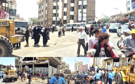 تعز.. حملة لإزالة العشوائيات من جولة النقطة الرابعة ومحيط مستشفى السويدي اليمني...