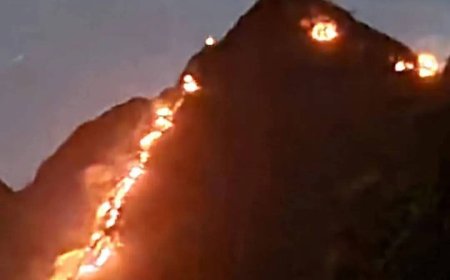 عاجل: حريق هائل يلتهم أجزاء من جبل ملحان في محافظة المحويت(صورة أولية)