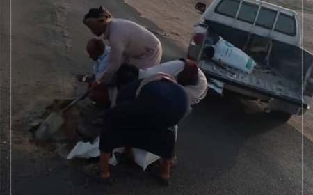 مبادرة شبابية تستكمل المرحلة الثانية من ترقيع الخط الدولي بردم أكثر من 100 حفرة في مأرب