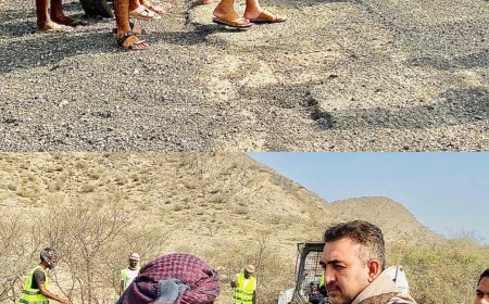 المرجعية الجنوبية وكيل محافظة ابين الشيخ حسين الجنيدي يطلع على سير عمل ترميم الطريق الدولي ويتوجة بالشكر لاخية العميد ناصر عبدربه منصور
