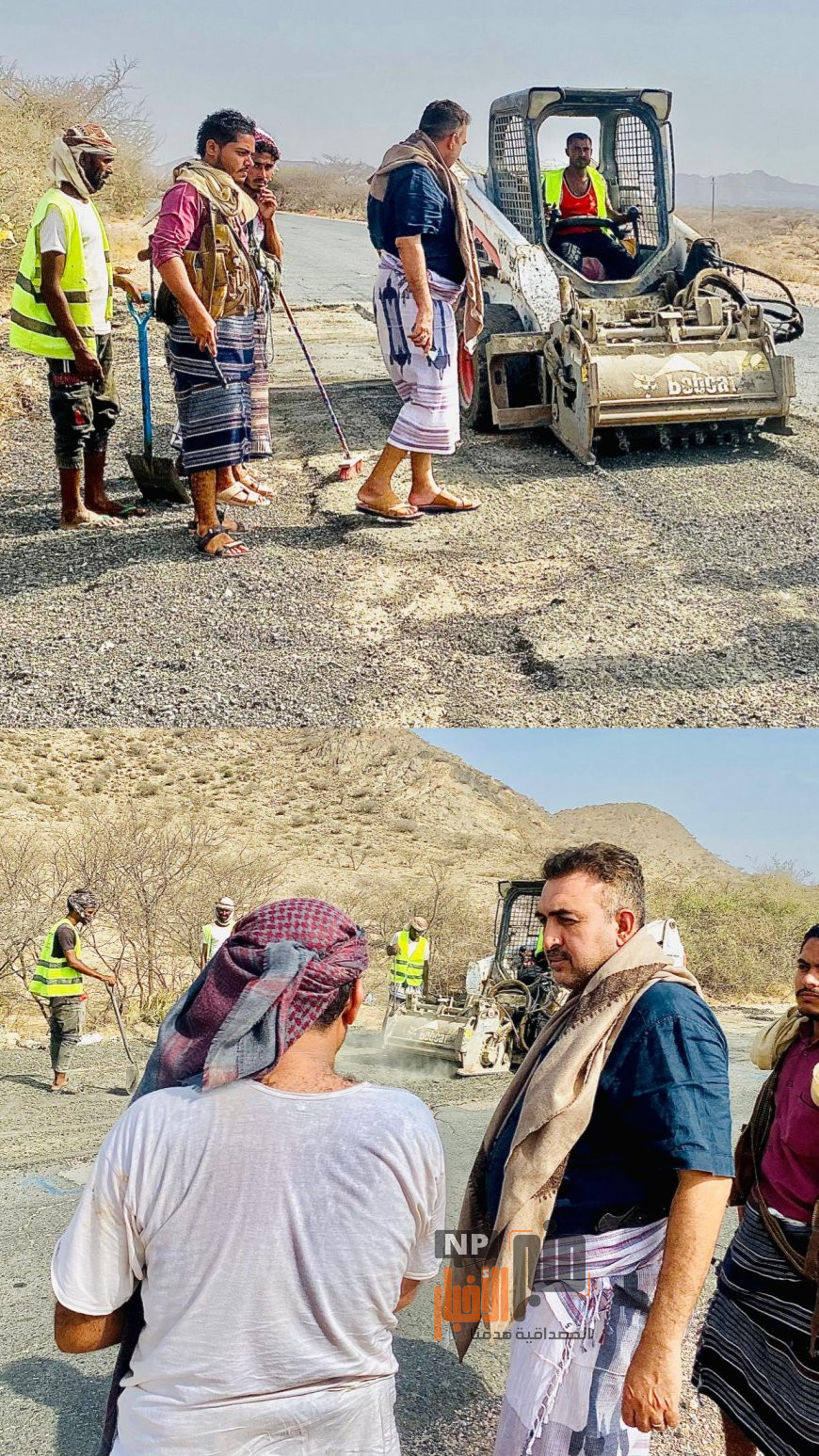 المرجعية الجنوبية وكيل محافظة ابين الشيخ حسين الجنيدي يطلع على سير عمل ترميم الطريق الدولي ويتوجة بالشكر لاخية العميد ناصر عبدربه منصور
