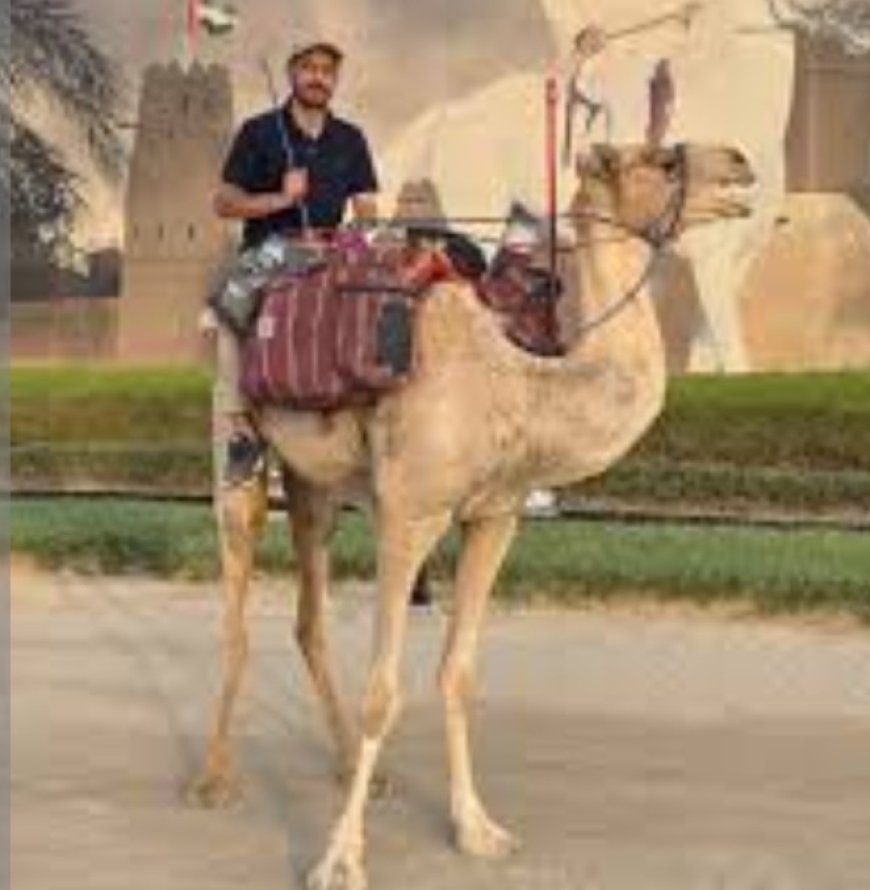الرحالة اليمني منير الدهمي يصل أبوظبي على ظهر جمل...