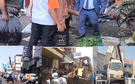 انطلاق حملة شاملة لإزالة العشوائيات والمخالفات من شوارع "القاهرة" بتعز....