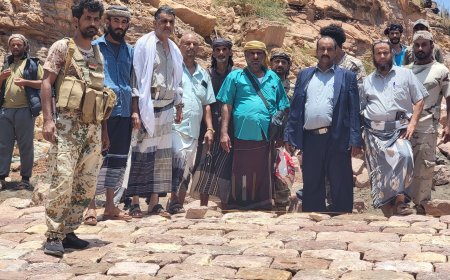 مدير عام قعطبة يتفقد رصف طريق قريتي الكتمي وكبي بمريس.