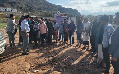 مدير عام قعطبة بكر الشاعري يستقبل فريق الطرق الريفية والوفد المرافق لهم من محافظة الضالع