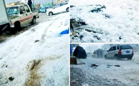 ثلوج نادرة تغطي شوارع صنعاء(صورة)