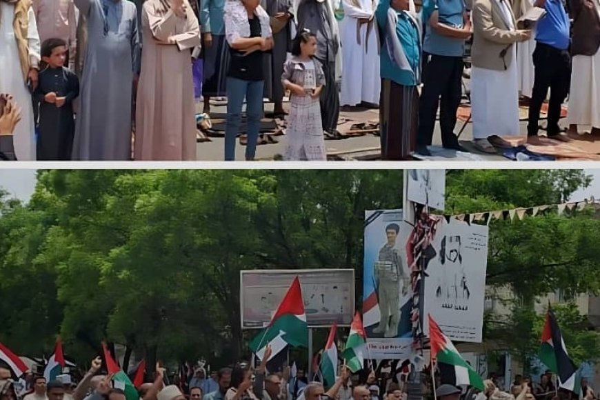 تظاهرة حاشدة في تعز تندد بالانتهاكات الإسرائيلية وتدعم غزة