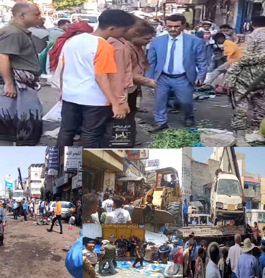 انطلاق حملة شاملة لإزالة العشوائيات والمخالفات من شوارع "القاهرة" بتعز....