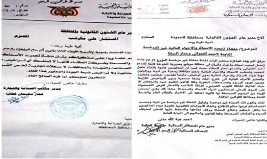الكشف عن منشأة غير مرخصة تمارس نشاط تجميد وتحضير الأسماك في مديرية الخوخة...