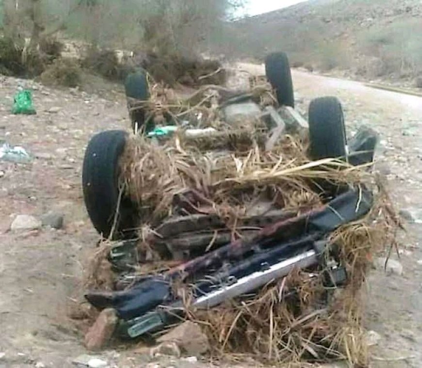 نجاة أسرة من عشرة أشخاص من حادثة خطيرة في أبين ..