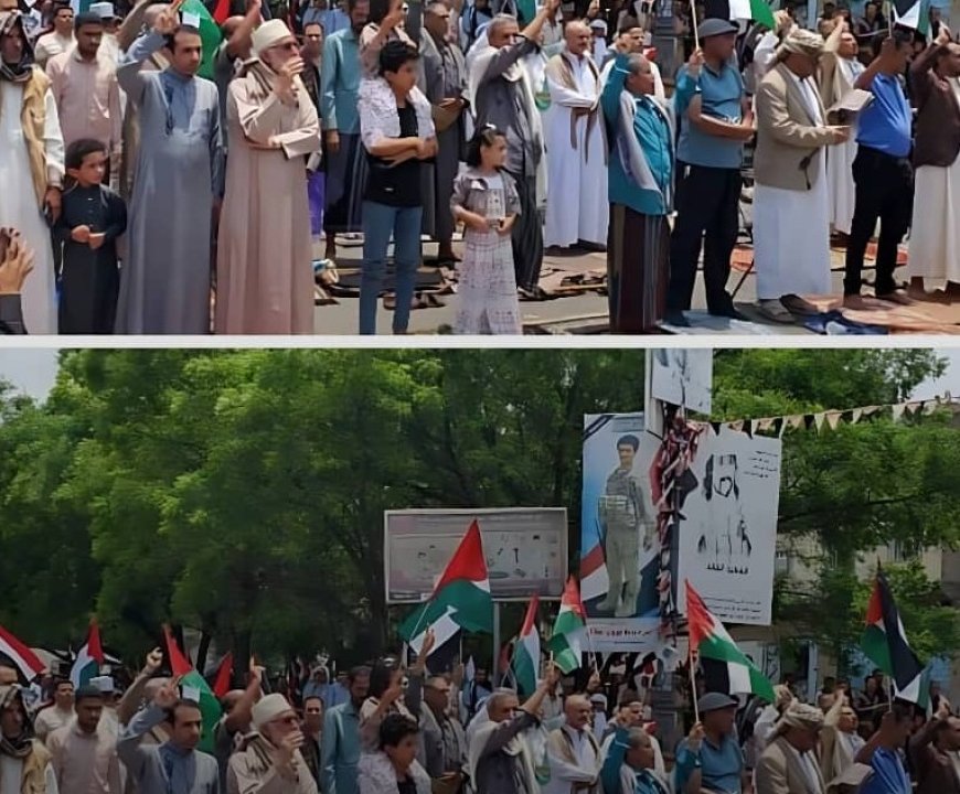 تنديدا بالانتهاكات الإسرائيلية في قطاع غزة تظاهرة حاشدة في تعز ...