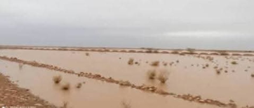 عاجل: أمطار غزيرة تحول منطقة العقلة بصحاري شبوة إلى بحيرات جارفة(صور)